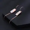 Pendientes de borlas rectangulares de concha blanca de personalidad de moda populares de acero de titanio para mujer, anillo de oro rosa, cadena de temperamento, abalorios