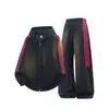 Conjunto de sudadera y pantalón de chándal a rayas de estilo americano moderno para primavera y otoño, conjunto deportivo casual holgado para hombre que adelgaza, talla grande