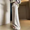 Pantalones de pierna ancha con flecos para mujer Otoño 2026 Nuevos Pantalones de punto casuales suaves y pegajosos Pantalones de lana de pierna recta engrosados de largo hasta el suelo