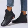 Zapatos de lona de caña alta hechos a mano cosidos, los más vendidos transfronterizos, zapatos casuales de invierno con forro de felpa para abrigar, suela suave, antideslizantes, elegantes zapatos de mujer