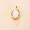 Collar de Acero de Titanio Chapado en Oro de 18K con Colgante Único de Cruz Ovalada de Piedra Natural Transfronteriza, Joyería de Alta Gama con Estilo Vintage, Fábrica Mayorista