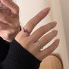 Anillo abierto con forma de corazón, estilo japonés y coreano, con esmalte esmaltado, bonito y dulce, combina con todo, ajustable, sencillo y combina con todo.