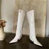 Botines de Tacón Alto Apuntados Desmontables Estilo Europeo y Americano para Mujer, Temporada de Primer Encuentro, Otoño e Invierno, Botas Ajustadas con Hebilla de Cinturón, Botas Largas de Charol de Doble Uso