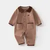 Mameluco para Bebé Recién Nacido Sin Costuras Primavera y Otoño Romper Suave de Terciopelo Jacquard Ropa para Bebés Traje Elástico para Gatear