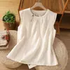 Camisa sin mangas para mujer 2026 Verano Nuevo estilo Talla grande Hermana Ropa exterior Chaleco Manga acampanada Manga corta Top pequeño súper bonito