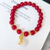 Pulsera dragón del zodiaco 2024 rojo cinabrio hombres y mujeres pareja novias cuentas de color natural cuentas de la suerte año de nacimiento Pulsera de Dragón de Jade