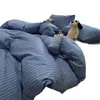 Algodón puro, estilo minimalista, gasa de burbujas, algodón lavado, juego de cuatro piezas a rayas, juego de ropa de cama de tres piezas para dormitorio de estudiante, no hace bolitas