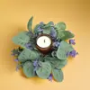 1 Pieza Corona Rústica de Eucalipto Morado Artificial con Vegetación Falsa Corona de Puerta Estilo Granja para Primavera Verano, Decoración de Puerta Principal para Todo el Año, Flores Artificiales para Interiores Exteriores para Hogar Pared Cocina Sala de Estar Porche