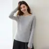 Novedad de Otoño Estilo Suave Suéter de Cachemira Hueco Prendas de Punto para Mujer Hombro Descubierto Ambiente Punto Capa Base Top Elegante