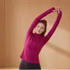 Chamarra larga de manga larga para mujer, corte ajustado, para Pilates y yoga, adecuada para otoño e invierno, ideal para correr, ciclismo, actividades al aire libre y fitness, con efecto adelgazante