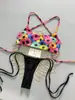 Nuevo bikini de tiras florales frescas de estilo europeo y americano para comercio exterior transfronterizo para mujeres, adecuado para vacaciones en aguas termales, disponible en Amazon