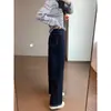 Elegante e descontraído Obtenha instantaneamente jeans skinny, retos, tonificados, de cintura alta, perna reta, perna larga Outono H092303
