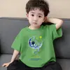 Camiseta Casual y Versátil con Estilo de Manga Corta para Niño Pequeño, Camiseta de Manga Corta para Niño, Ropa de Verano, Top Transpirable Estampado de Algodón Puro