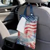 Bandera del Día de la Independencia de EE. UU. Caja de Pañuelos Accesorios para Coche Caja de Pañuelos para Colgar en el Respaldo del Asiento del Coche Caja de Pañuelos de Dibujos Animados
