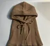 Gorro de mujer para otoño e invierno, gorro rojo pequeño con calentador de cuello integrado, pasamontañas de punto, gorro de lana para la cabeza, gorro de hombre