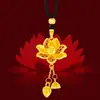 Concha de Agua Oro 999 Oro Puro Loto Dos Generaciones de Corazones Colgante de Oro Puro Oro Duro 3D Colgante de Oro Puro Femenino Joyería al por Mayor