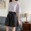 Shorts Jeans Feminino de Verão Wide-Leg 2025 Novo Fino de Cintura Alta Reta Solto Ultra-Quente Shorts de Cinco Pontos