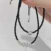 Corea del Sur Joyería Dulce Collar de Perlas Estilo Chanel para Mujer Retro Metal Cuentas Redondas Colgante Cadena Clavícula Moderna Combinable