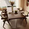 Escritorio colgante acrílico de madera maciza antigua Mesa de comedor de doble uso Madera de fresno Sala de estar Mesa larga Mesa de tablero grande