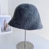 Gorro de Tricô de Lã de Alpaca Ultrafina para Mulheres, Chapéu Balde Quente de Lã de Ovelha para Outono e Inverno, Chapéu Cloche Elegante e da Moda