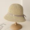 Chapéu de Palha Tecido à Mão para Mulheres, Férias de Verão, Chapéu de Pescador Dobrável, Estilo Coreano, Chapéu de Praia com Aba para Proteger do Sol, Rosto Pequeno