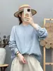 Colección Otoño 2026 Estilo Japonés Cuello Alto Bordado Floral Doble Capa Gasa Camisa de Manga Larga para Mujer Venta al por Mayor