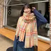 Cachecol de Cashmere Espesso Xadrez Bigodes Curtos Feminino Outono e Inverno Estilo Japonês Fofo ins Estilo Coreano Versátil Fashionável para Estudantes