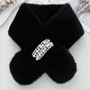 Cachecol de Pérolas Cachecol de Pelúcia Feminino Inverno Cabelo de Lontra Sintético Espessado Quente Moda Versátil Coreano Cor Sólida Proteção para o Pescoço Cachecol