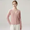 Nuevo cárdigan de punto trenzado de cachemira pura con cuello en V para mujer Otoño/Invierno 2026, Engrosado, Elegante, Prendas de punto finas para exteriores