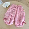 2026 Pantalones de Verano Finos con Estampado de Cuadros de Dibujos Animados Repelentes de Mosquitos para Niñas Estilo Verano Pantalones de Linterna para Bebé Ropa de Verano para Niños Pantalones