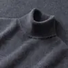 Suéter de cachemira para hombre con cuello alto, adecuado para ropa business casual, de manga larga, estilo jersey, tejido, corte ajustado y favorecedor para la figura