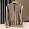 Nuevo Suéter de Punto para Hombre Otoño/Invierno 2026, Cuello Redondo, Media Cremallera, Lana Cachemir, Manga Larga, Patrón Trenzado, Color Sólido Cepillado, Suéter de Lana