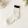 Meias finas de verão, meias femininas de cano médio, meias fofas estilo japonês em cores de doce, com trama vazada, meias respiráveis para panturrilha, meias femininas da moda