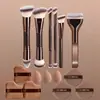 Set de Pinceles de Maquillaje Doble Cara Transfronterizo Europeo y Americano, Pincel para Base tipo Almohada, Pincel para Polvo de Rubor, Pincel de Maquillaje Color Café, Herramientas de Belleza
