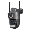 Câmera de vigilância sem fio wifi icsee de lente dupla hd 6MP visão noturna colorida total monitoramento externo remoto por celular
