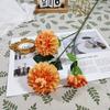 Decoración para sala de estar, fragancia oscura dalihua de 3 cabezas, crisantemo de bola pequeña, fondo principal de salón de bodas, área de bienvenida, arreglo floral