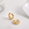 Brincos Circulares com Textura de Ouro 18K Transfronteiriços Europeus e Americanos Design de Luxo Leve Brincos Retrô de Alta Qualidade Brincos