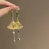 Novos Brincos Vintage Esculpidos em Estilo Chinês com Borla e Contas para Mulheres, Estilo Clássico, Nicho, Longos, Tarraxa, Gancho, Joias de Orelha