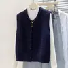 Chaleco Tejido Estilo Coreano Algodón Cocoon Aclarador de Piel para Mujer Primavera y Otoño 2026 Chaleco de Color Sólido Suave con Cuello Redondo Esencial para Vestir por Capas
