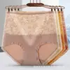 Ropa interior sexy de encaje de cintura alta para mujer talla grande de algodón antibacteriano transpirable parte inferior de cintura alta que contrae el abdomen moldeador de cadera bragas
