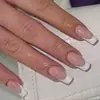 Unhas Postiças Europeias e Americanas Populares de Tubo Longo Transfronteiriças Prontas Retangulares Francesas Postiças Manicure Usável