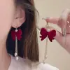 Pendientes Florales Burdeos Retro Estilo Hong Kong Gama Alta 2025 Nuevos Pendientes Franceses de Moda Pendientes Elegantes de Año Nuevo