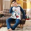 Pijama infantil plus size, roupão de manga longa de algodão puro oversized, conjunto de pijama para meninos, outono, desenho animado, solto, casual, estilo estudante
