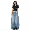 Jeans Americano Retrô de Perna Larga para Mulheres, Novo Design de Cintura Alta para o Inverno de 2025, Calças Reta Soltas Estilo Scimitar