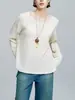 Blusa de Tricô Leve de Algodão com Bambu e Linho para Mulheres, Verão 2025, Gola Redonda, Caimento Solto, Estilo Relaxado