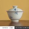 Tazón de Cubierta de Orquídea Pintado a Mano Verde Antiguo Color Bajo Cubierta Pintado a Mano Cerámico Tazón de Té Antiguo Literati Tazón de Sala de Té Taza con Cubierta