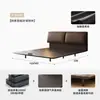 Cama Suspensa Chanel em Aço Carbono, Estilo Minimalista Italiano, Cama em Couro Genuíno, Estofamento Macio, Cama Grande para Quarto de Casal, Cama Suspensa