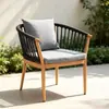 Silla de ratán para patio exterior, mesa y sillas de ocio, balcón al aire libre de jardín para el hogar, silla creativa con respaldo de cuerda para casa de huéspedes, mesa de café pequeña