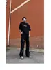 Jeans Negros Acampanados Sueltos Oscuros Estilo High Street Americano con Múltiples Cremalleras, Diseño Único, Pantalones Casuales Unisex