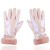 Guantes Calientes para Mujer en Invierno, Terciopelo Engrosado, Resistentes al Viento e Impermeables, Algodón Plumón con Pantalla Táctil, Lindos Guantes de Ciclismo Estilo Coreano para Mujer